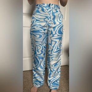 Funky blue and white jean like pants